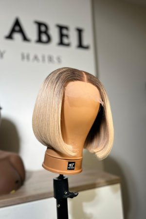 8” 230g Platinum BLONDE/ brown roots  x 2*6 closure Bob